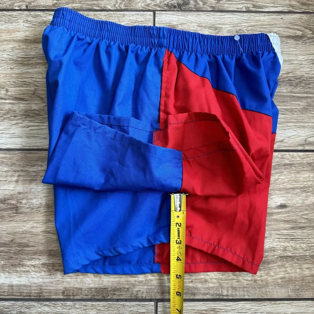 NEW! Vintage 80s Balboa Shortie Swim Trunks Shorts Blue Red Size L 36/38